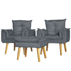 Conjunto 2 Poltronas Para Sala Decorativa E Puff Opala Suede