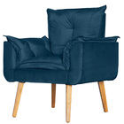 Conjunto 2 Poltronas Para Sala Decorativa Opala Suede Azul Cl