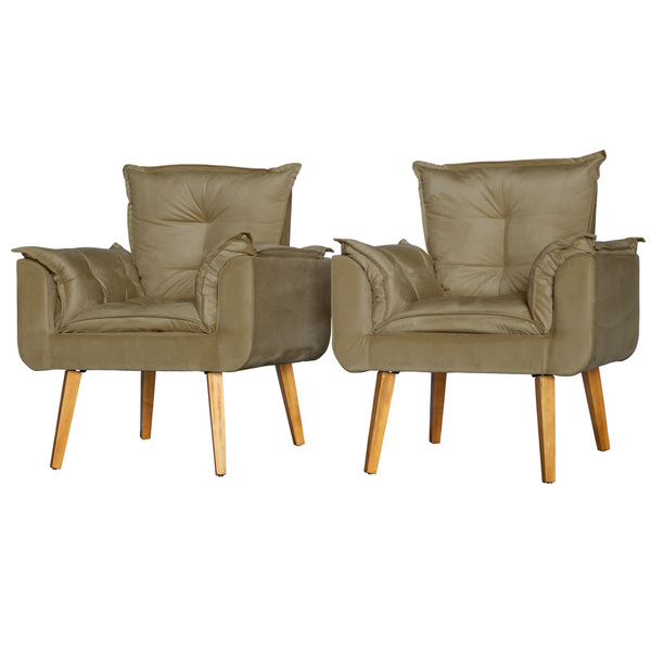 Conjunto 2 Poltronas Para Sala Decorativa Opala Suede Capucci