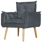 Conjunto 2 Poltronas Para Sala Decorativa Opala Suede Cinza C