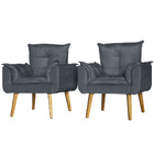 Conjunto 2 Poltronas Para Sala Decorativa Opala Suede Cinza C