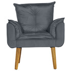 Conjunto 2 Poltronas Para Sala Decorativa Opala Suede Cinza C