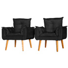 Conjunto 2 Poltronas Para Sala Decorativa Opala Suede Preto