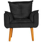 Conjunto 2 Poltronas Para Sala Decorativa Opala Suede Preto C