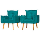 Conjunto 2 Poltronas Para Sala Decorativa Opala Suede Verde Á