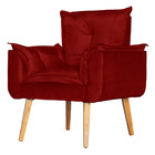 Conjunto 2 Poltronas Para Sala Decorativa Opala Suede Vermelh