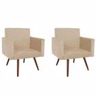Conjunto 2 Poltronas Para Sala Pés Palito Bege