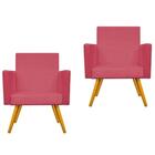 Conjunto 2 Poltronas Para Sala Pés Palito Rosê