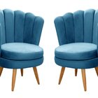 Conjunto 2 Poltronas Pétala Cadeiras Decorativas Flor Azul