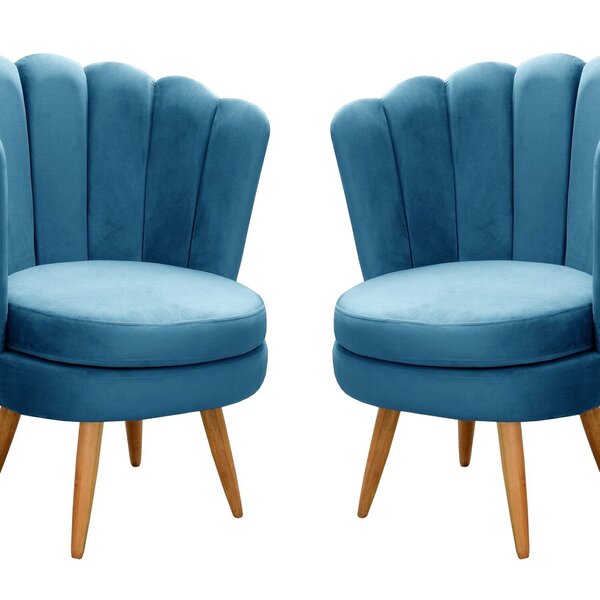 Conjunto 2 Poltronas Pétala Cadeiras Decorativas Flor Azul