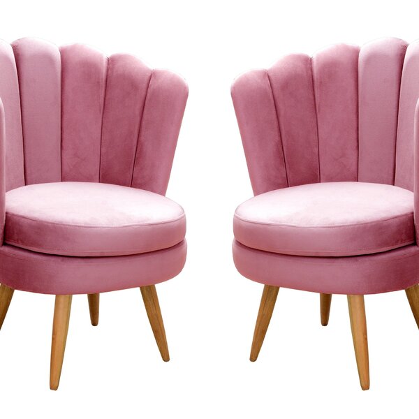 Conjunto 2 Poltronas Pétala Cadeiras Decorativas Flor Rosa