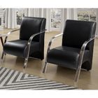 Conjunto 2 Poltronas Sevilha 1 Lugar Braço Alumínio Preto