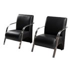 Conjunto 2 Poltronas Sevilha 1 Lugar Braço Alumínio Preto