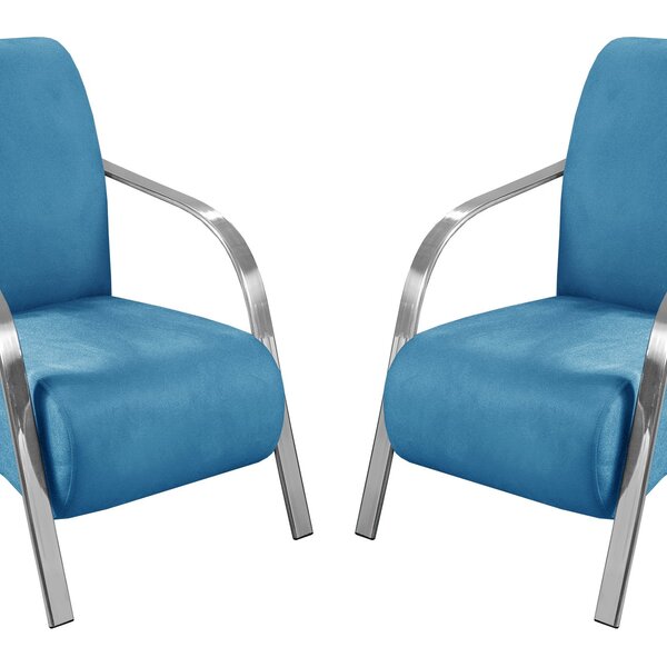 Conjunto 2 Poltronas Sevilha Braço De Metal Cadeira Decorativ