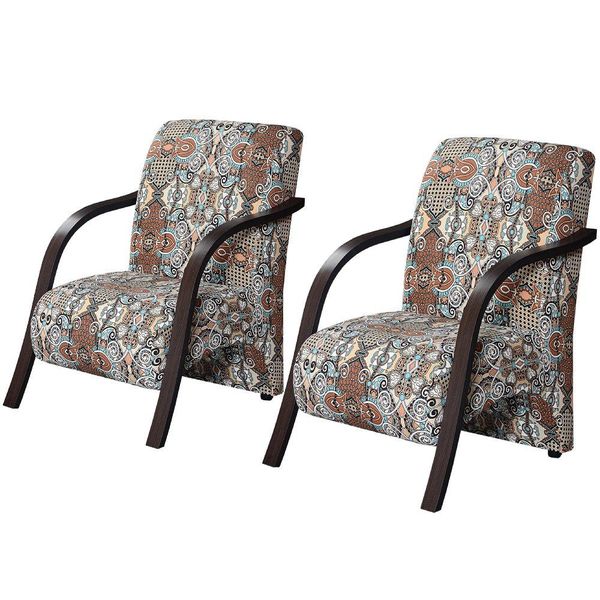 Conjunto 2 Poltronas Vênus 1 Lugar Braço Madeira Abstrato Ind