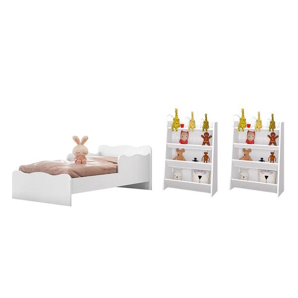 Conjunto 2 Porta Brinquedos E Mini-cama Toronto Branco Acetin