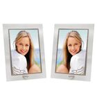 Conjunto 2 Porta-retratos Vidro Reto Prime Borda Prata 10x15