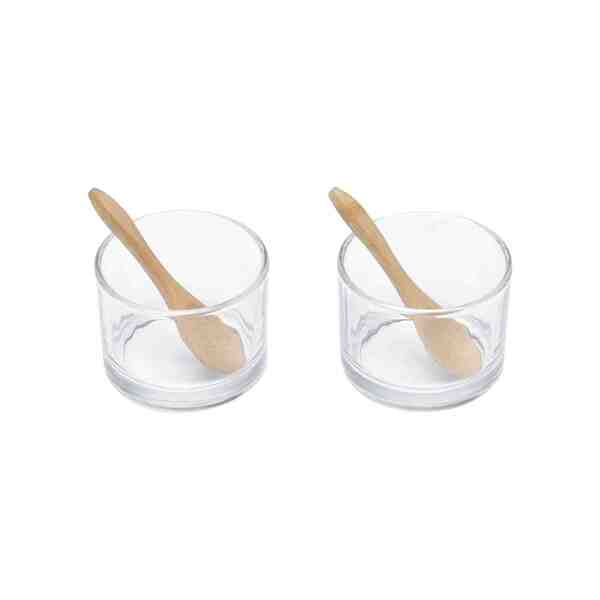 Conjunto 2 Potes Vidro C/ 2 Colheres De Bambu Lyor