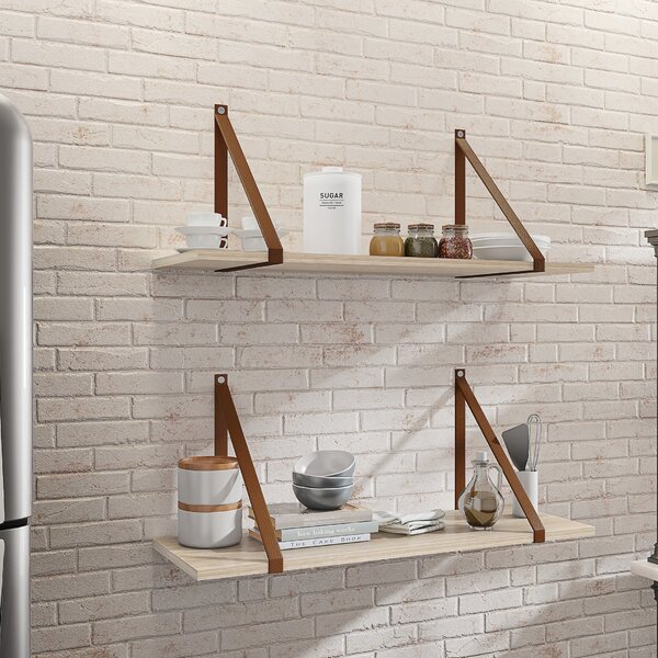 Conjunto 2 Prateleiras Com Alças Livorno  Madeirado