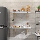 Conjunto 2 Prateleiras Com Suporte Pinus Livorno  Branco