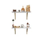 Conjunto 2 Prateleiras Com Suporte Pinus Livorno  Branco