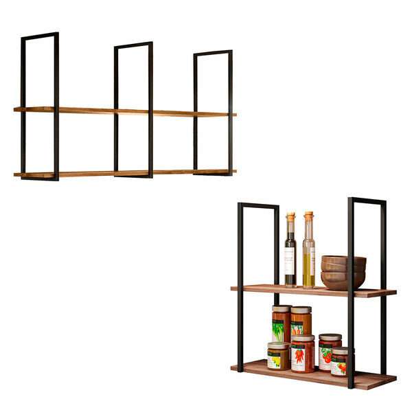 Conjunto 2 Prateleiras Decorativas Industrial Multiuso Wire B