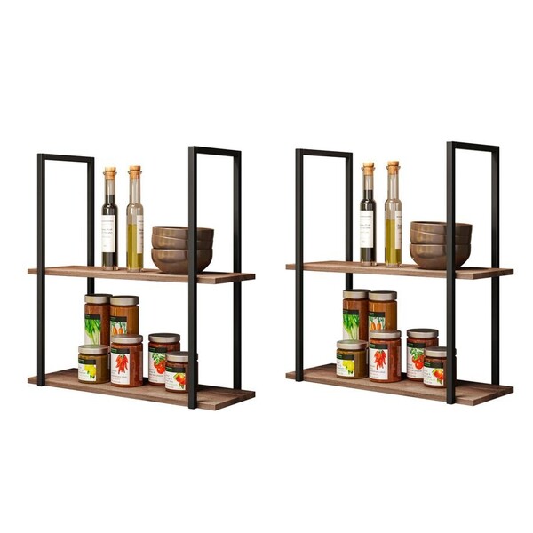 Conjunto 2 Prateleiras Decorativas Multifuncional Estilo Indu