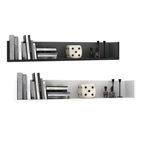 Conjunto 2 Prateleiras Print Porte Urbano Preto E Branco