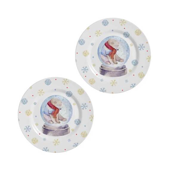 Conjunto 2 Pratos Sobremesa Holly Jolly - Natal