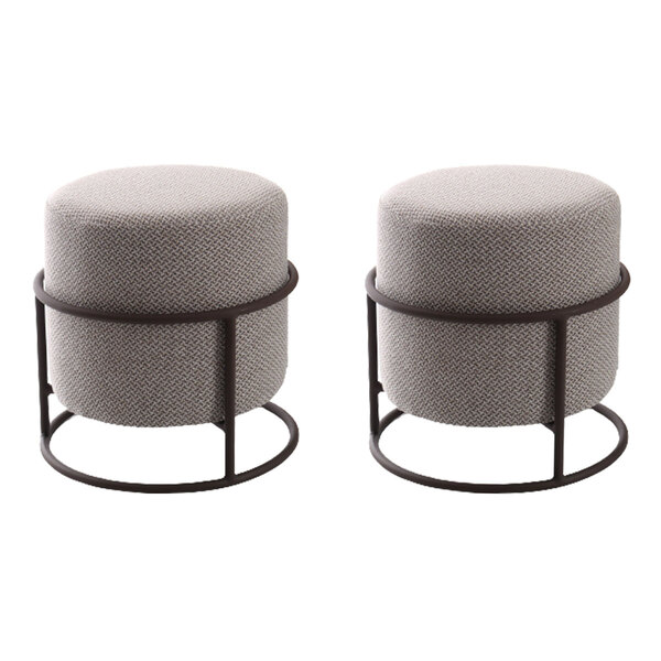 Conjunto 2 Puffs Banqueta Decorativo Atlanta Redondo Tecido L