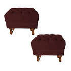 Conjunto 2 Puffs Decorativos Capitonê Suede Bordô Carolina Es