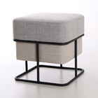 Conjunto 2 Puffs Decorativos Dubai Quadrado Tecido Linho Base