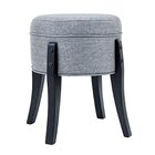 Conjunto 2 Puffs Redondo Pés De Madeira Viena  Cinza