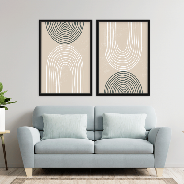 Conjunto 2 Quadros Com Moldura Abstract