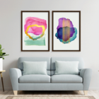 Conjunto 2 Quadros Com Moldura Abstrato Colorido