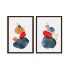Conjunto 2 Quadros Com Moldura Abstrato Premium
