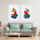 Conjunto 2 Quadros Com Moldura Abstrato Premium