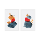 Conjunto 2 Quadros Com Moldura Abstrato Premium