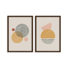 Conjunto 2 Quadros Com Moldura Círculo Abstratos
