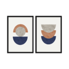 Conjunto 2 Quadros Com Moldura Círculos Abstratos