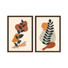 Conjunto 2 Quadros Com Moldura Flor Abstrata