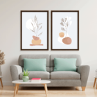 Conjunto 2 Quadros Com Moldura Flor Abstrato