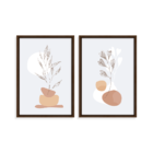 Conjunto 2 Quadros Com Moldura Flor Abstrato