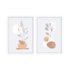 Conjunto 2 Quadros Com Moldura Flor Abstrato