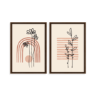 Conjunto 2 Quadros Com Moldura Flor Minimalista