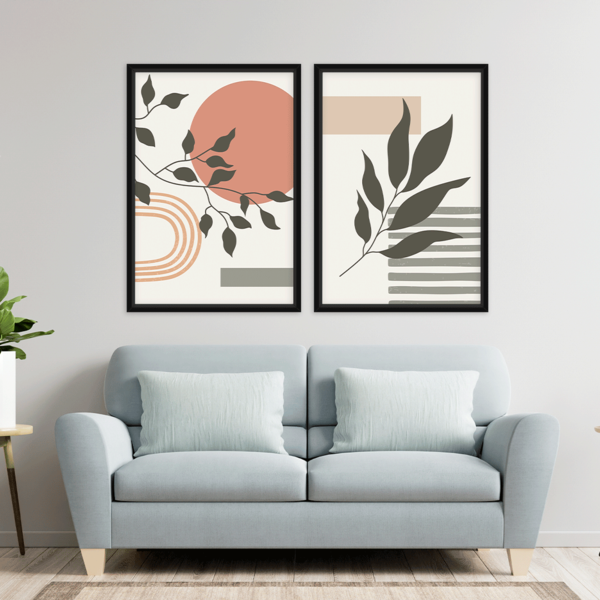 Conjunto 2 Quadros Com Moldura Floral Premium