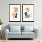 Conjunto 2 Quadros Com Moldura Flores Minimalista