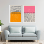 Conjunto 2 Quadros Com Moldura Quadrados E Linhas