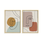 Conjunto 2 Quadros Com Moldura Rosto Minimalista