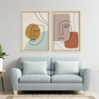 Conjunto 2 Quadros Com Moldura Rosto Minimalista